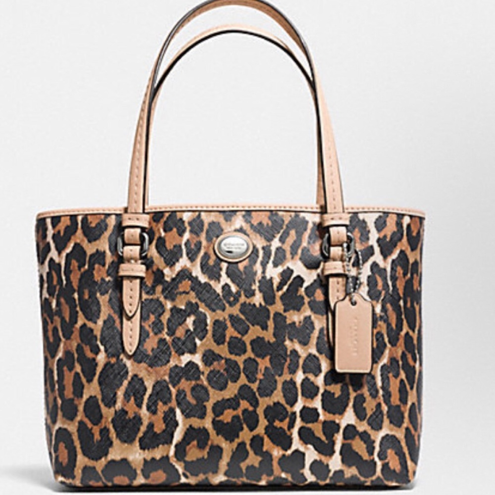 COACH PEYTON OCELOT PRINT TOP HANDLE TOTE